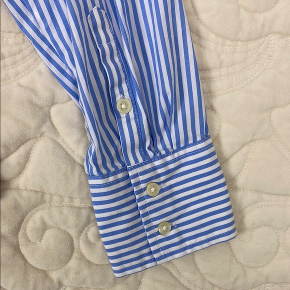 Banana Republic Tailored Fit Button Down Shirt Blue White Striped Sz 8 - Picture 3 of 7